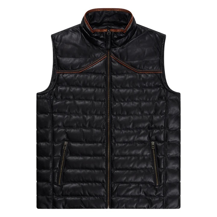 Maverick Leather Vest- Cannon Black